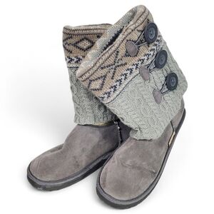 Essentials by MUK LUKS Cheryl Women's Cozy Boots in Gray Faux Suede Size 7